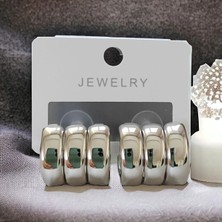 İcon Accessories Çelik 3 Bombeli Halka Küpe