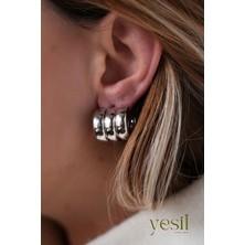 Yesil Atelier Kadın Tasarım Üçlü Küçük Halka Çelik Küpe