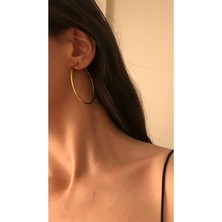 Opia Jewelry Gold Renk Çelik Halka Küpe (5cm)