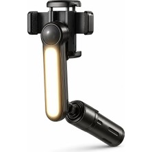 CoverZone Gimbal Stabilizatör Telefon Sabitleyici 360° Döner Başlık LED Işıklı Katlanabilir Video Selfie Çekim Aparatı L09**