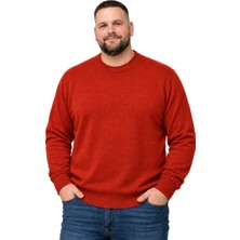 Battal Moda Erkek Büyük Beden Kiremit Bisiklet Yaka Kazak Xl-2xl-3xl-4xl