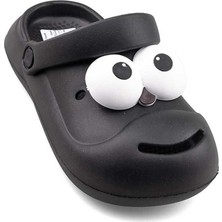 Vestora Siyah Emoji Günlük Bahçe Sahil Plaj Kreş Unisex Çocuk Terlik & Sandalet