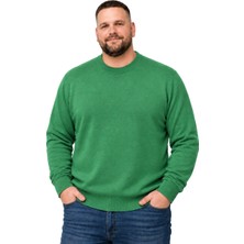 Battal Moda Erkek Büyük Beden Elma Yeşili Bisiklet Yaka Kazak Xl-2xl-3xl-4xl