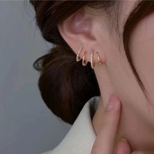 Nazlı Jewelry Zirkon Taşlı Altın Kaplama Pençe Küpe