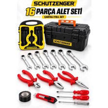SCHUTZENGER 16 Parça Çantalı El Aletleri Seti – 7’li Cırcırlı Anahtar Takımı, Pense, Tornavida ve Maket Bıçağı Ter-60