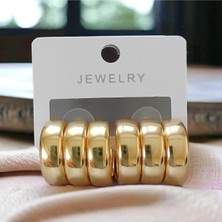 İcon Accessories Çelik 3 Bombeli Halka Küpe