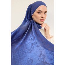 Silk Home Naia Pamuk Şal Çiçek Desen Saks