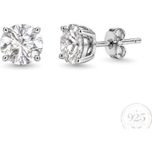 Servi 925 Ayar Gümüş Diamond Glow 6 mm Zirkon Taşlı Tektaş Küpe