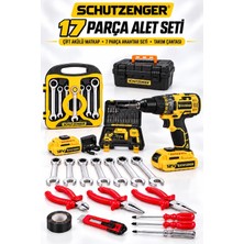 SCHUTZENGER Çift Akülü Matkap Vidalama 17 Parça Çantalı El Aleti 7 Li Anahtar Takımı Ful Set 27 Parça