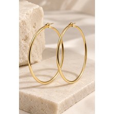 Gamze Ünlü Kadın Gold Renk 6 cm Çaplı Büyük Halka Küpe