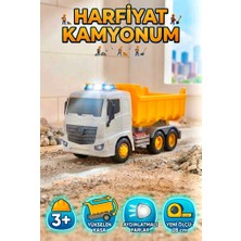Farbu Oyuncak Işıklı ve Sesli 28 cm Büyük Boy Hafriyat Kamyonu Oyuncak Inşaat Arabası Oyuncak Damperli Kamyon