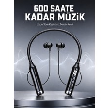 Dijital Göstergeli Boyun Tipi Bluetooth Kulaklık Mikrofonlu Çağrı ve Müzik Kontrollü Çift Cihaz Bağlantılı Kulaklık - Lisinya