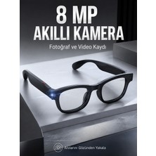 Siyah Bluetooth Akıllı Kamera Gözlüğü 8 Mp Kameralı Aı Çeviri Wi-Fi Fotoğraf Video Müzik Arama ve Dokunmatik Kontrollü - Lisinya