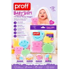 proff Babyshim Ultra Yumuşak Figürlü Bebek Banyo Süngeri 4 Adet Çevre Dostu Güvenli Sünger