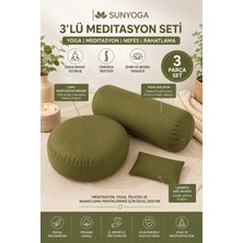 SUNYOGA Meditasyon Minderi Seti Zafu Karabuğday Dolgulu Yoga Bolster Organik Poplin Kumaş Lavanta Göz Yastığı 3'lü Yoga Meditasyon Seti