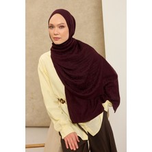 Silk Home Naia Pamuk Şal Taş Desen Mürdüm