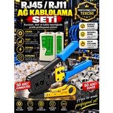 RJ45 RJ11 Ağ Kablolama Seti Sıkma Pensesi Kablo Test Cihazı Soyma Aparatı 50 Adet RJ45 Konnektör 50 Adet Koruma Kılıfı