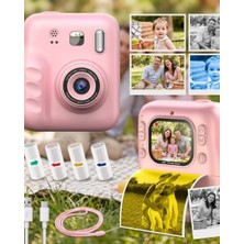 Nemere Çocuk Dijital Fotoğraf Makinesi Anında Baskı ve Hd Video Kayıt Özellikli 5 Kalem ve 4 Rulo Ka�