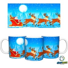 Ghostbastır Design Noel Baba ve Geyikleri | Yılbaşı Kupa Bardak | Tek Adet K0633