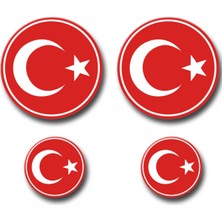 3D Damla Kabartma Türk Bayrağı Sticker Seti (2 Adet Büyük + 2 Adet Küçük)