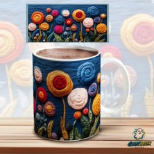 Ghostbastır Design Örme Çiçekli Kupa Bardak | Tek Adet K0647