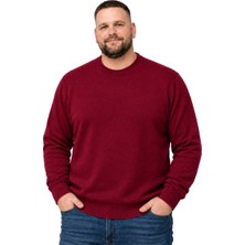 Battal Moda Erkek Büyük Beden Bordo Bisiklet Yaka Kazak Xl-2xl-3xl-4xl