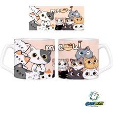 Ghostbastır Design Kedili Meow Kupa Bardak | Tek Adet 1013