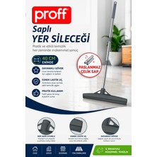 proff Gri Yer Sileceği ve Paslanmaz Çelik Sap Seti 40 cm Dayanıklı Esnek Lastikli Su Çekçek