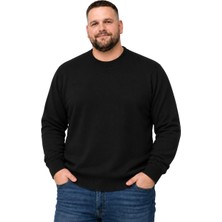 Battal Moda Erkek Büyük Beden Siyah Bisiklet Yaka Kazak Xl-2xl-3xl-4xl