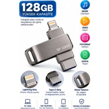 Telefon Tablet ve Bilgisayar Uyumlu 128GB Lightning Type C Çoklu Girişli USB Bellek