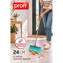 proff Paslanmaz Çelik Saplı Iç Mekan Süpürgesi - 24 cm Geniş Fırça Başlığı