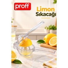 proff Şeffaf Pratik Limon Sıkacağı Çekirdek Ayırıcı Süzgeçli Portakal Narenciye Sıkacağı