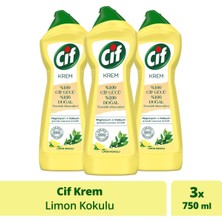 Cif Krem Limon Kokulu Yüzey Temizleyici 750 ML x3 Klor Boya Fosfat Paraben İçermez Sarı