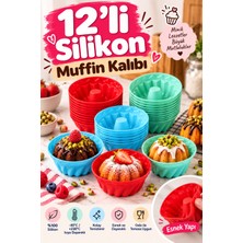 Plastmarket 12'li Silikon Göbekli Mini Muffin - Cupcake Pişirme Kalıbı Karışık Renk