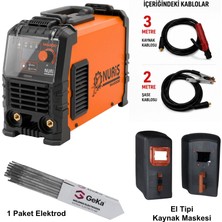 Nuriş MA200E Inverter Kaynak Makinesi + El Kaynak Maskesi + 100LÜ 2,5X350MM Rutil Elektrod