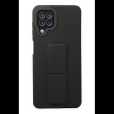 Varsoph Samsung Galaxy A22 Kılıf Mega Standlı Silikon - Siyah