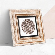 Store Yaşam Çiçeği Taş Duvar Tablosu - Çerçeveli Taş Tablo - Dekoratif Duvar Sanatı - Modern Ev ve Ofis Duvar Dekoru T1-176