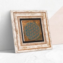 Store Yaşam Çiçeği Taş Duvar Tablosu - Çerçeveli Taş Tablo - Dekoratif Duvar Sanatı - Modern Ev ve Ofis Duvar Dekoru K1-317