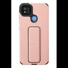 Varsoph Xiaomi Redmi 9c Kılıf Mega Standlı Silikon - Pudra