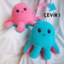 Fiyonk Mod Değiştiren Ahtapot Mavi Renkli Peluş Oyuncak 28 cm Kız Çocuklar İçin Hayvan Temalı