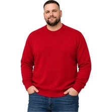 Battal Moda Erkek Büyük Beden Kırmızı Bisiklet Yaka Kazak Xl-2xl-3xl-4xl