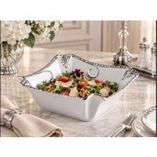 Roy King Roykıng Camelıa Gümüş Kare Salata Kasesi 23 cm