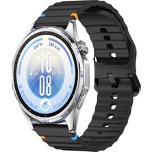 Sneezy Huawei Watch Gt7 46MM Ile Uyumlu Dalga Desenli Tokalı Yumuşak Soft Silikon Kordon