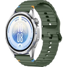 Sneezy Huawei Watch Gt7 46MM Ile Uyumlu Dalga Desenli Tokalı Yumuşak Soft Silikon Kordon