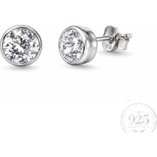 Servi 925 Ayar Gümüş Pure Light 4 mm Zirkon Taşlı Tektaş Küpe