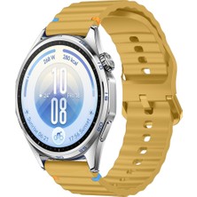 Sneezy Huawei Watch Gt7 46MM Ile Uyumlu Dalga Desenli Tokalı Yumuşak Soft Silikon Kordon