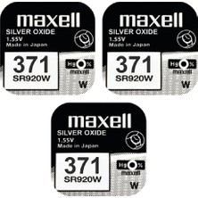 Maxell 371 SR920SW 1.55V Saat Pili  3 Adet Yüksek Performanslı Uzun Ömürlü