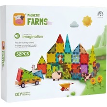 Kızılkaya Kzl Magnetic Farms Çiftlik Hayvan Figürlü Araçlı Manyetik Yapı Blokları Seti 5.5 cm 52 Parça CH1508