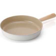 Neoflam Fika 28 cm Bej Renkli Alüminyum Döküm Derin Tava Seramik Kaplama ile Kolay Pişirme