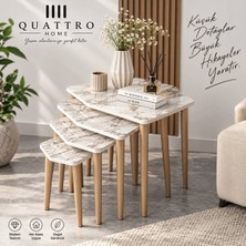Quattro Home Ekru 4'lü Zigon Sehpa Seti
